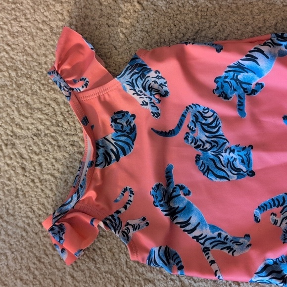 Tea Pink With Blue Tiger One Piece Swimsuit Size 2T - Picture 4 of 8